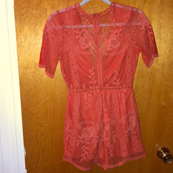 Fashion Nova orange lace romper - Picture 2 of 7